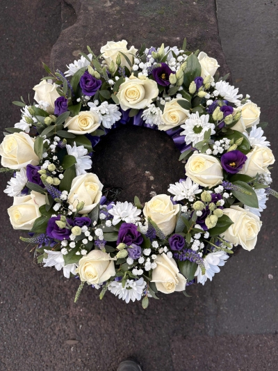 Funeral Wreath Purple & White