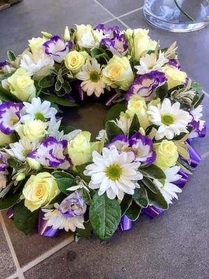 Funeral Wreath Purple & White