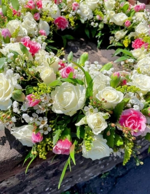 Funeral Wreath White & Pink