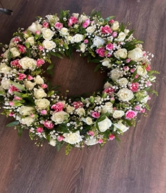 Funeral Wreath White & Pink